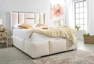 Arriana Panel Bed Cream Plush Velvet