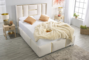 Arriana Panel Bed Cream Plush Velvet