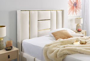 Arriana Panel Bed Cream Plush Velvet