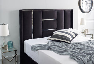 Arriana Panel Bed Black Plush Velvet