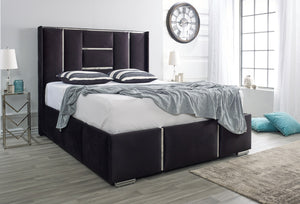 Arriana Panel Bed Black Plush Velvet