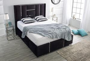 Arriana Panel Bed Black Plush Velvet