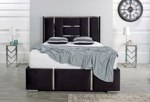 Arriana Panel Bed Black Plush Velvet